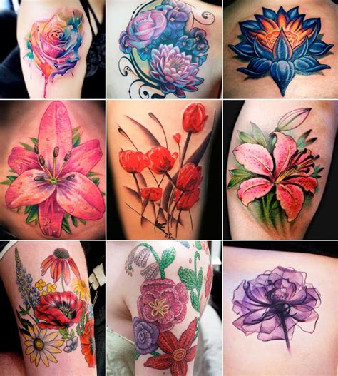 tatuaggi fiori piccoli colorati|Tatuaggi con fiori: significato e 200 immagini